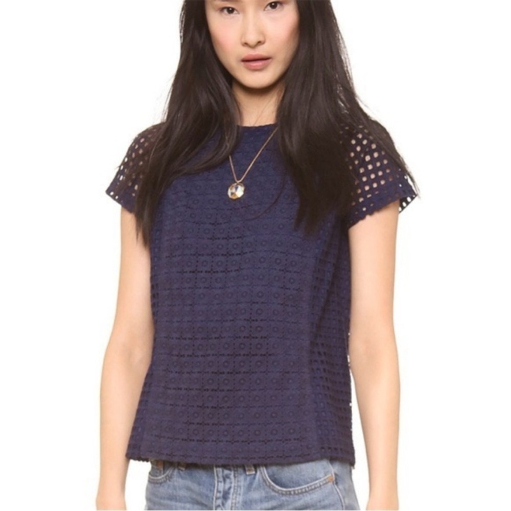 Madewell Navy Blue Eyelet Hideaway To Sz S - Picture 3 of 8
